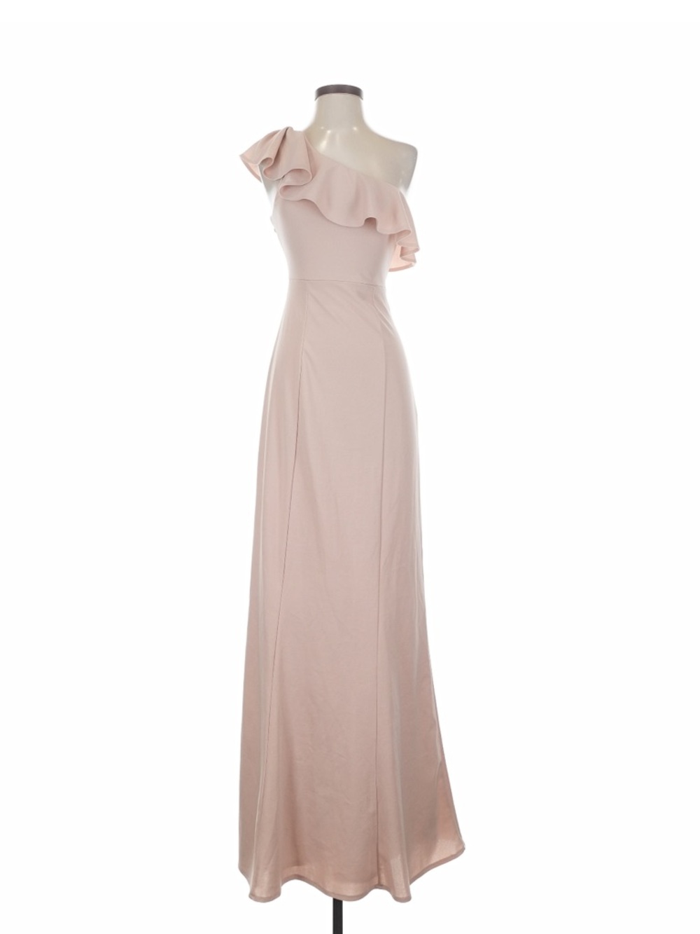 Show Me Your MuMu One-Shoulder Ruffle Maxi Dress in Pale Pink